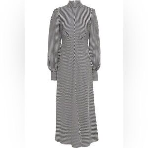 Zimmermann Satin Twill Striped Collared Midi Dress AU 0p New